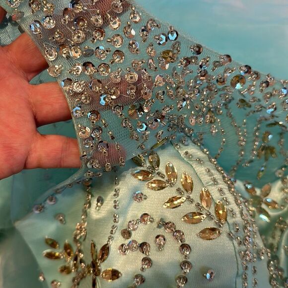 Prom Gown Dress Fancy Sheer Rhinestones Small - Picture 9 of 13